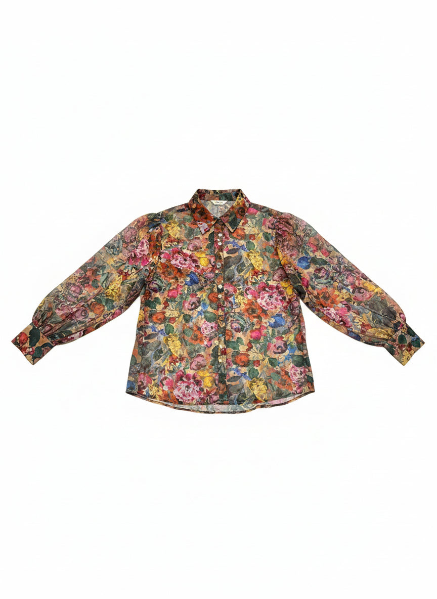 SINGLE SALE S10 Th2121 FLORAL BLOUSE