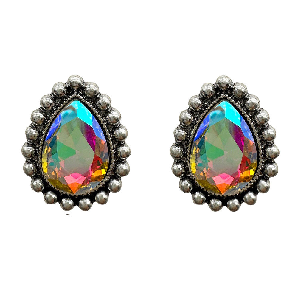 2265 T130 AB CRYSTAL TEARDROP STUD ER