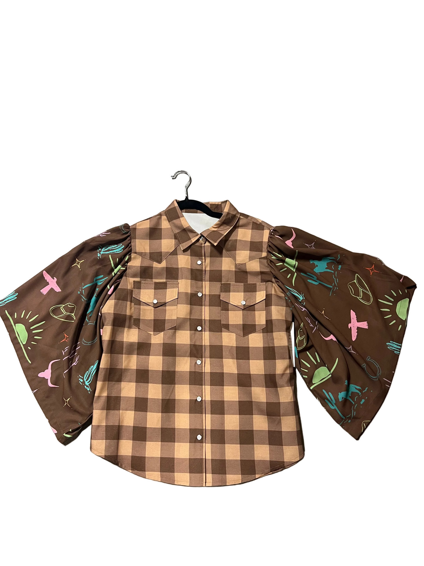 TH102 BROWN GINGHAM W/ NEON WESTERN (7 Piece)