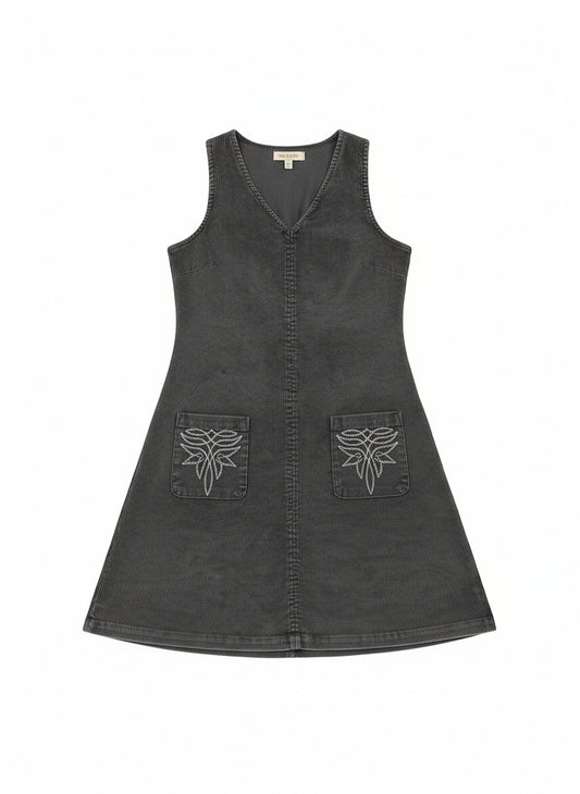 TH1407 BLACK CORDUROY SHIFT DRESS (7 Piece)