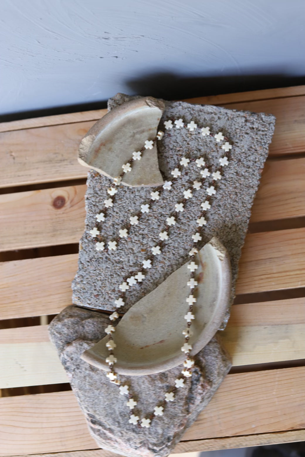 2242 N77 BONE CROSS LAYERING NECKLACE