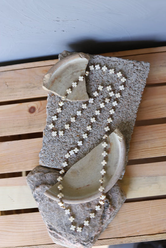 2242 N77 BONE CROSS LAYERING NECKLACE