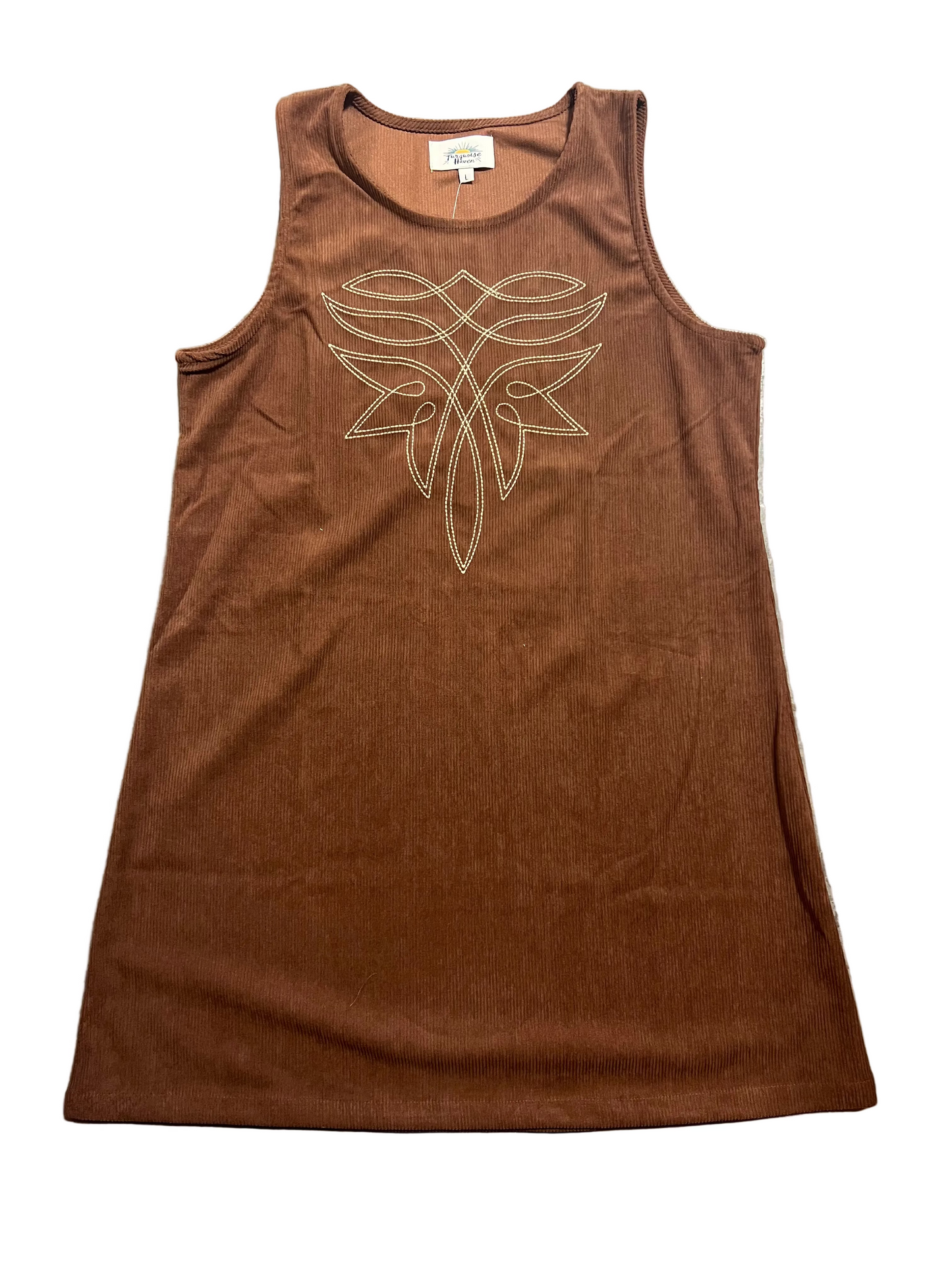 TH1407 BROWN FRONT STITCH DRESS (7 Pieces)