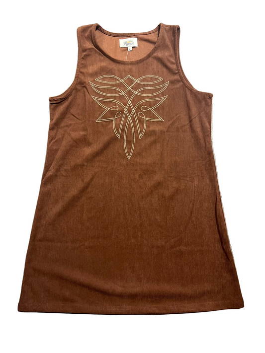 TH1407 BROWN FRONT STITCH DRESS (7 Pieces)