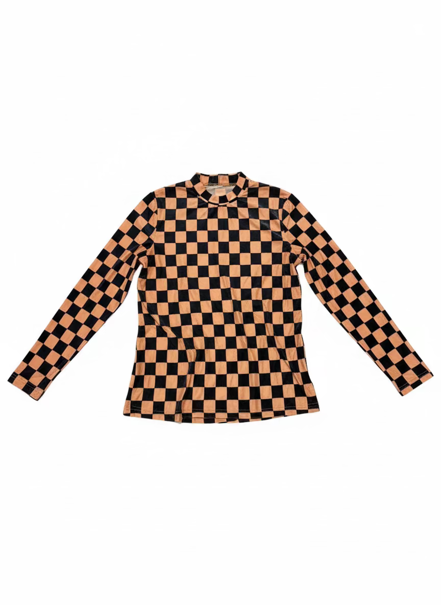 TH1221 BLK NUDE CHECKER BURNOUT MESH TOP (7)