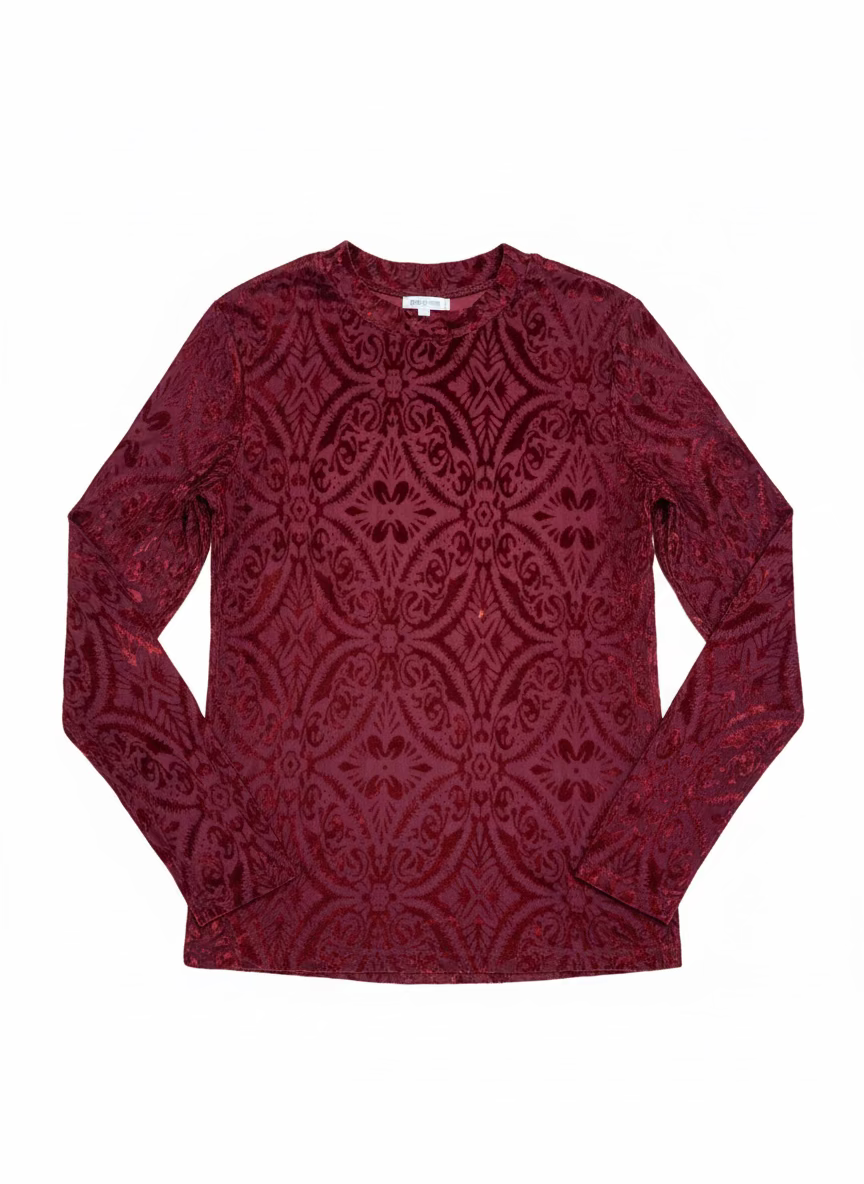 TH1221 RUST VELVET BURNOUT MESH TOP (7)