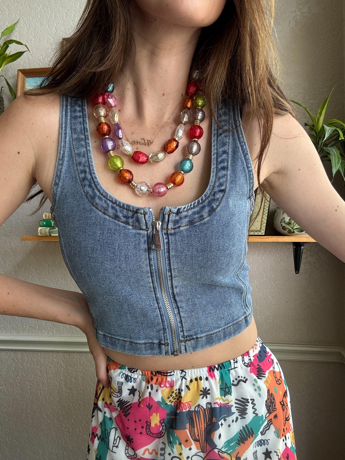 12548 Round Multicolor Foil Bead Necklace