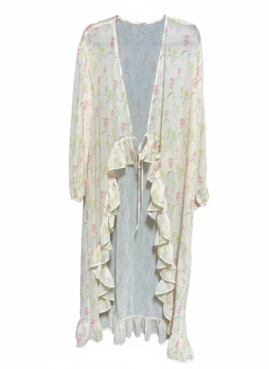 TH6170 IVORY FLORAL KIMONO (6 Piece)