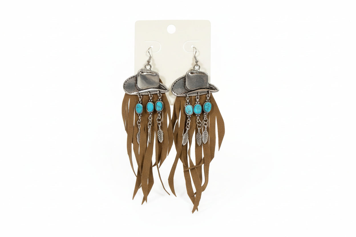 Cowboy Hat Fringe Earring