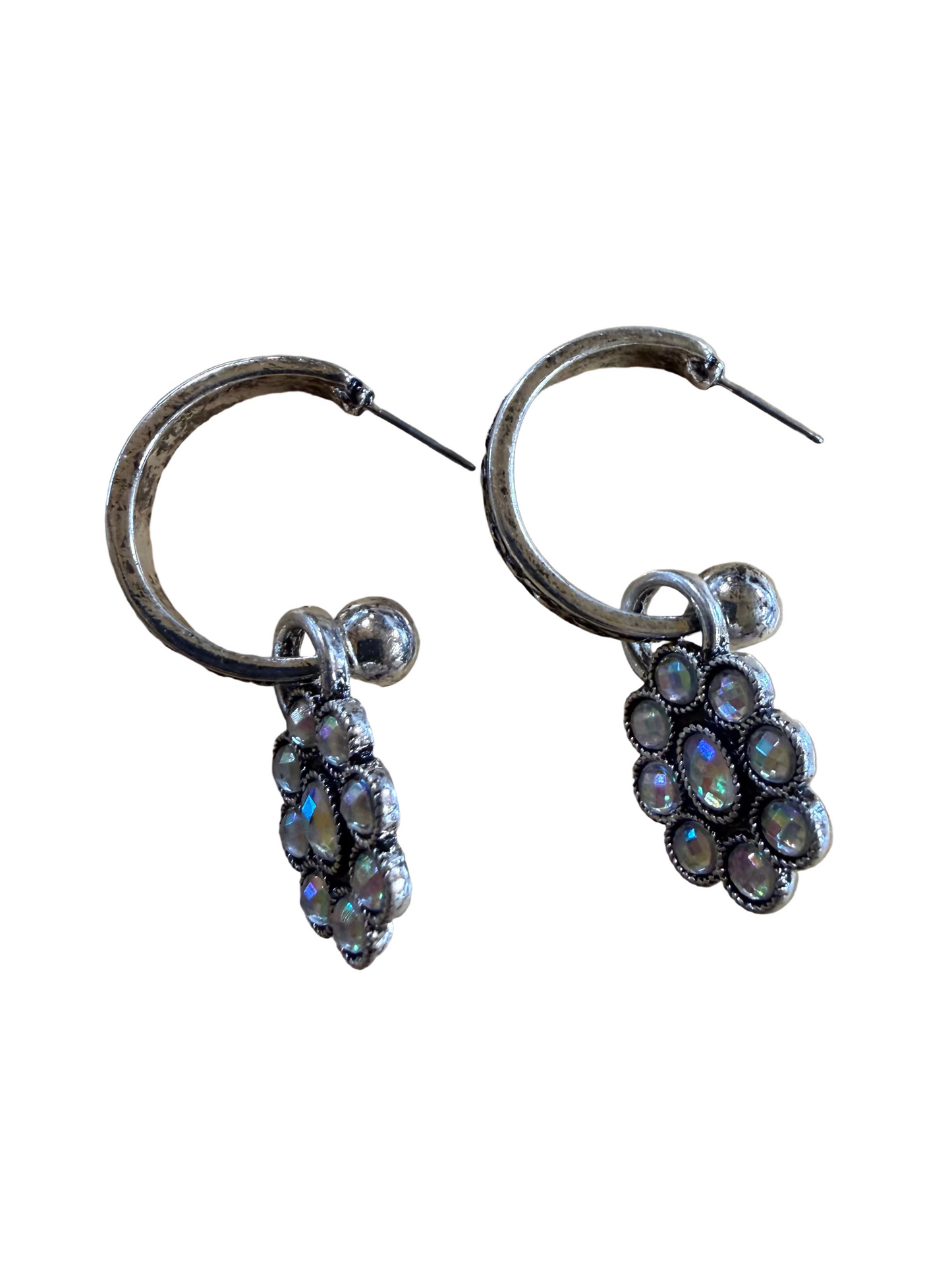 1042 H84 WESTERN TEXTURE HOOP ER WITH CRSTAL FLOWER DANGLE