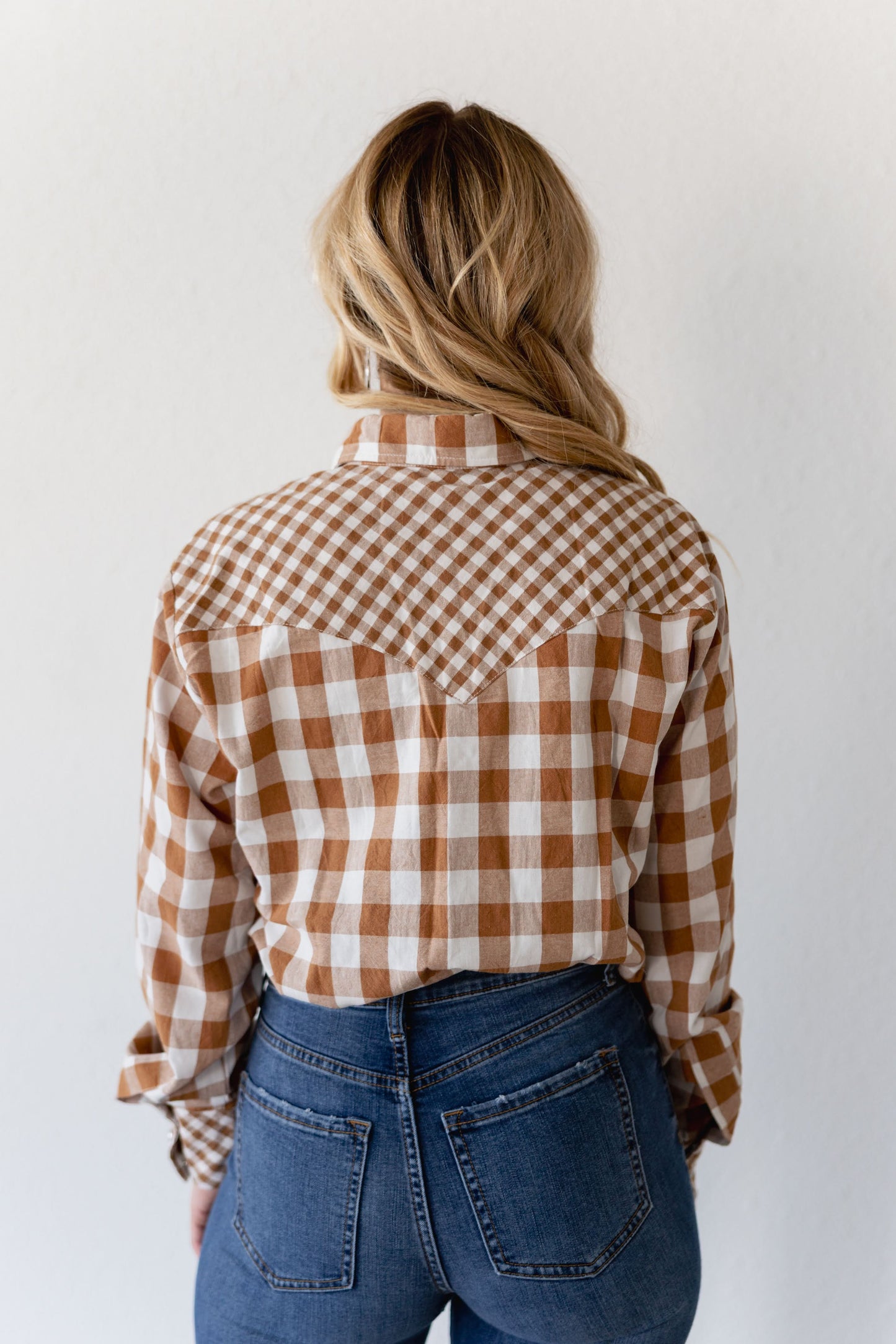 TH21 TAN MIXED GINGHAM TOP (7 Pieces)