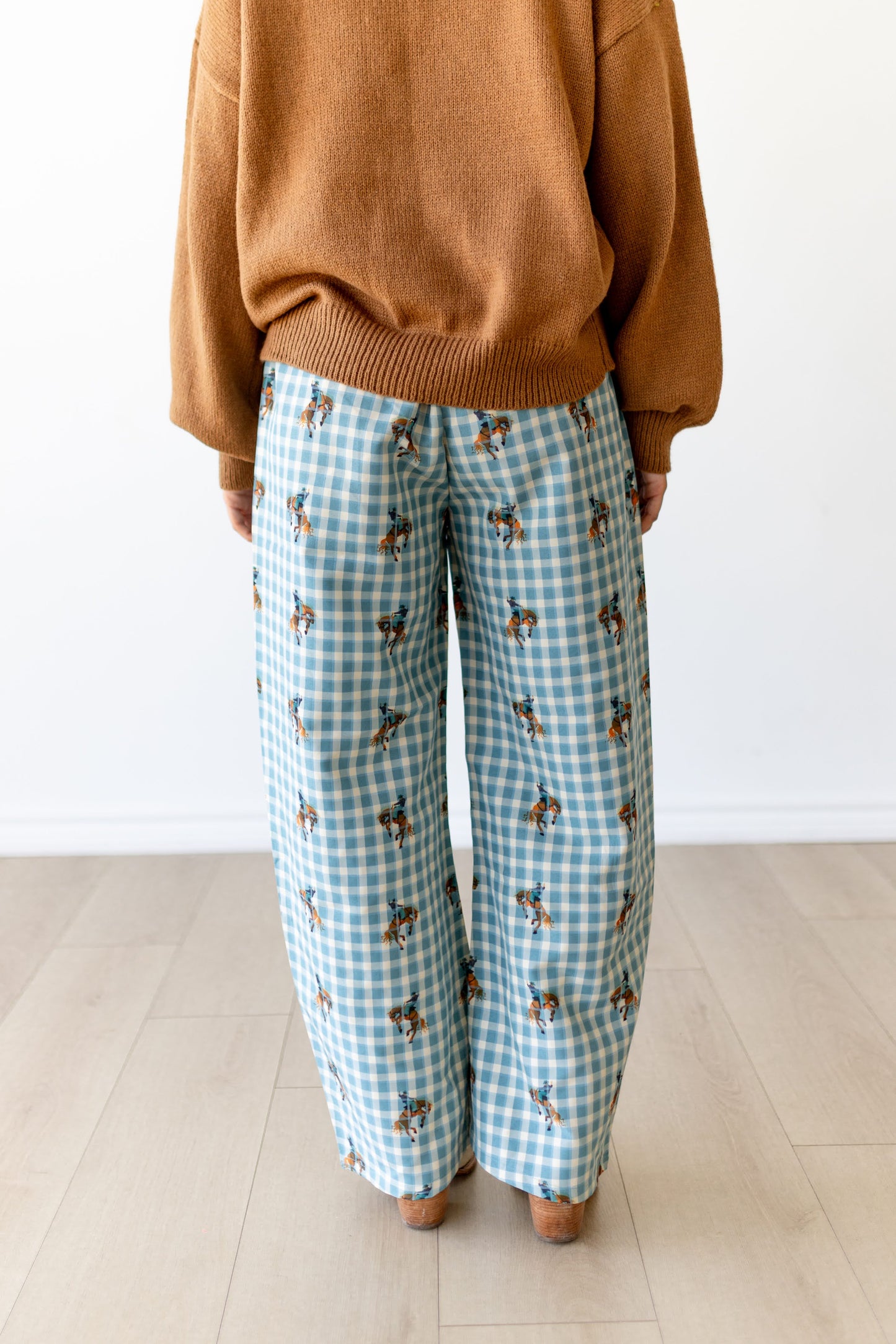 TH2109 S307 TEAL GINGHAM HORSE PANT ( 1 PIECE)