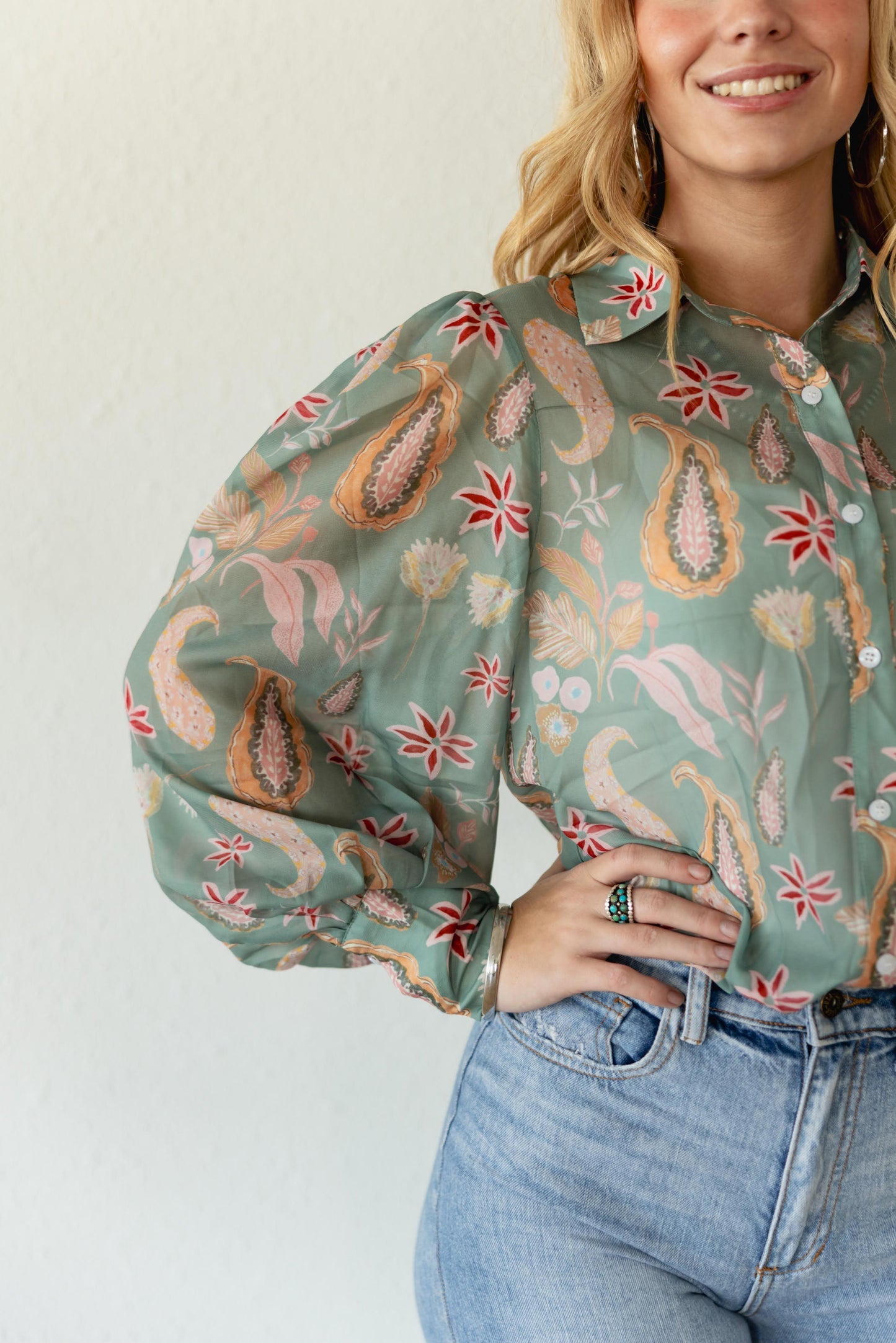 TH11 SAGE PAISLEY BLOUSE (7 Pieces)