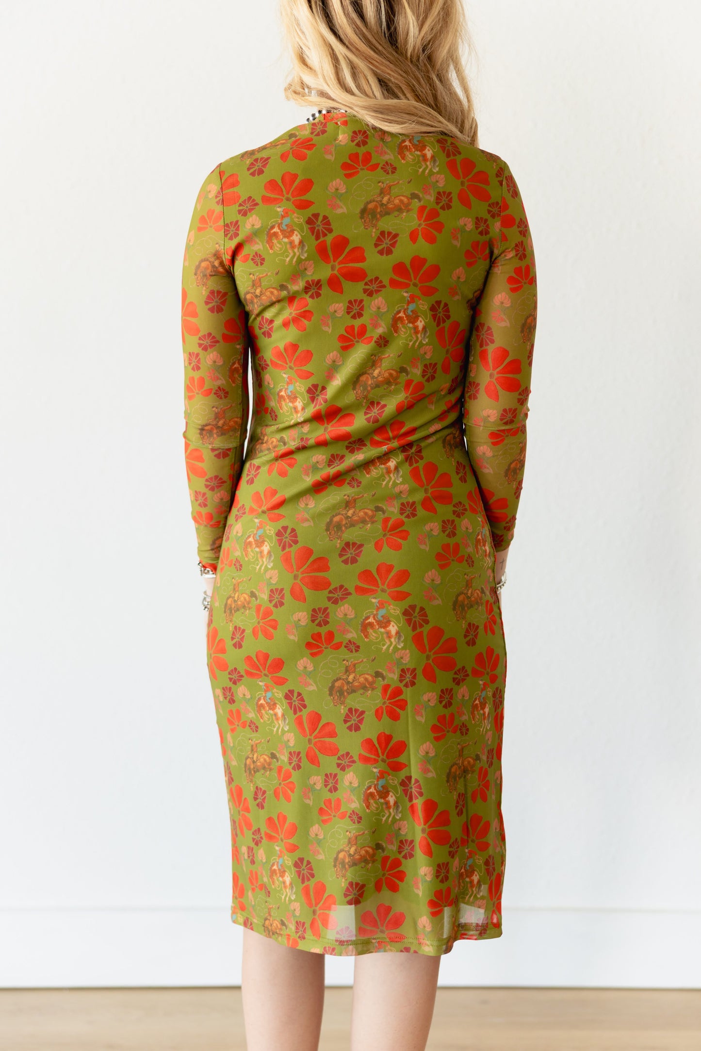 TH1301 OLIVE COWBOY MESH DRESS(7 Piece)