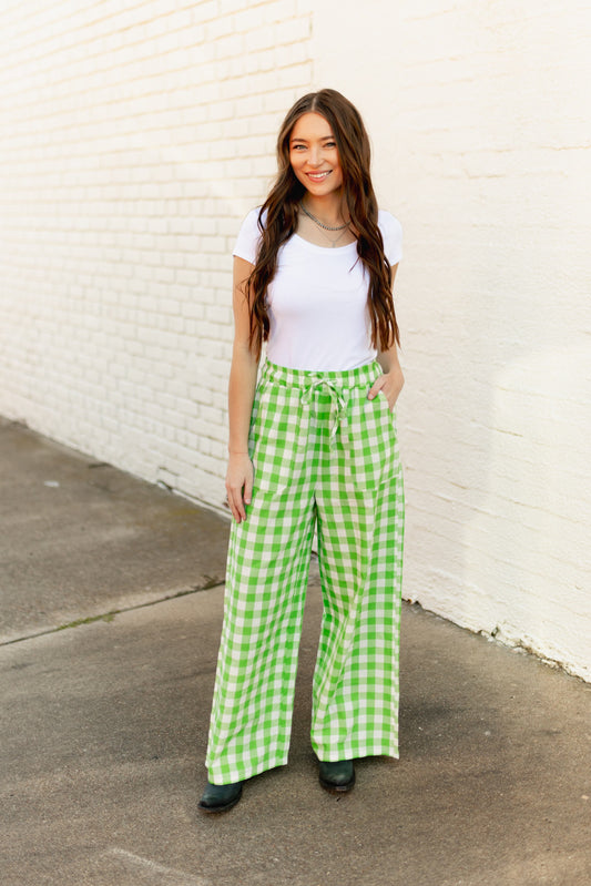 TH2109 KELLY GREEN GINGHAM PANT (7 Piece)