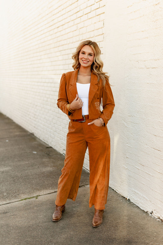 TH225 TAN CORDUROY CROPPED TROUSER PANT( 7 Piece)