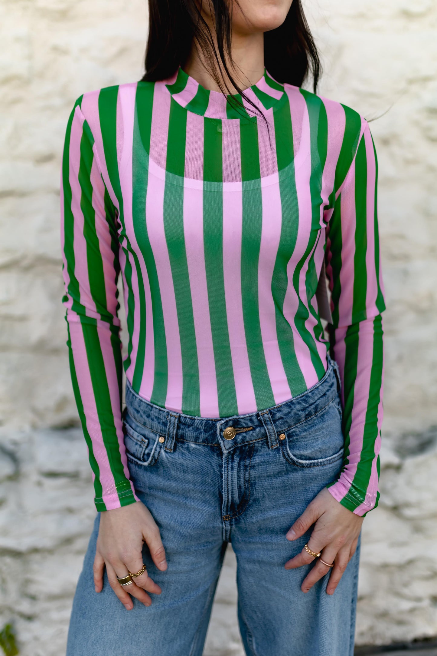 TH1221 GREEN PINK STRIPES (7 Piece)