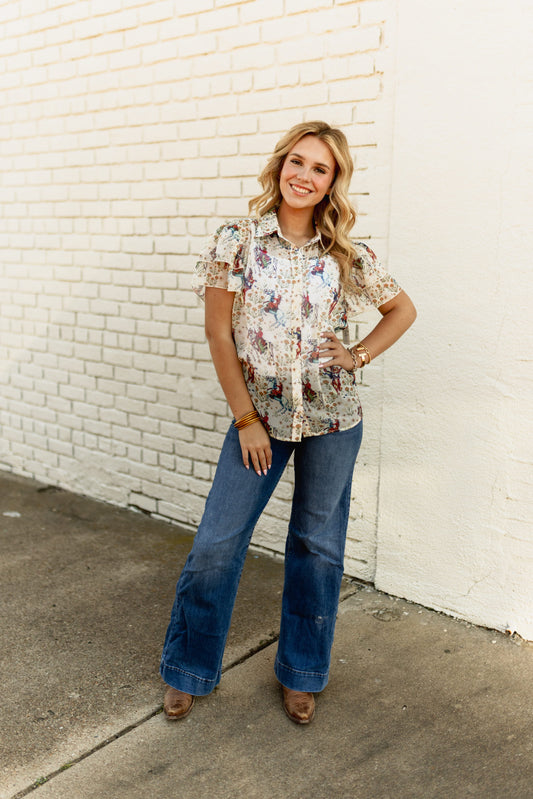 TH198 IVORY COWBOY DOUBLE FLUTTER BLOUSE (7 Piece)