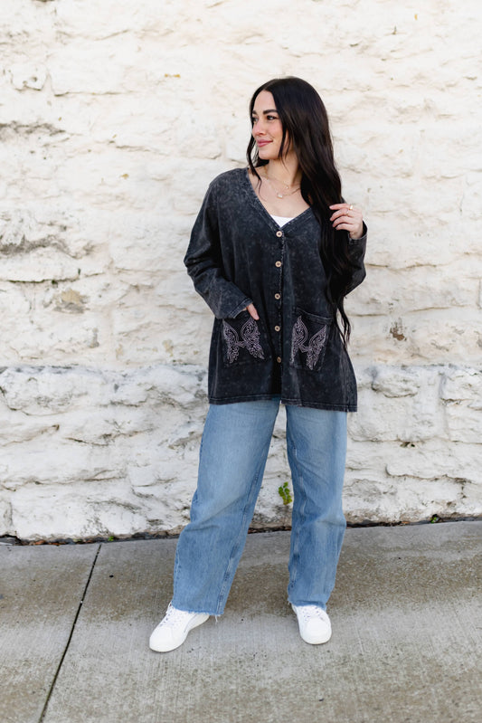 TH8326 VINTAGE WASH CARDI WITH STITCH (7 Piece)