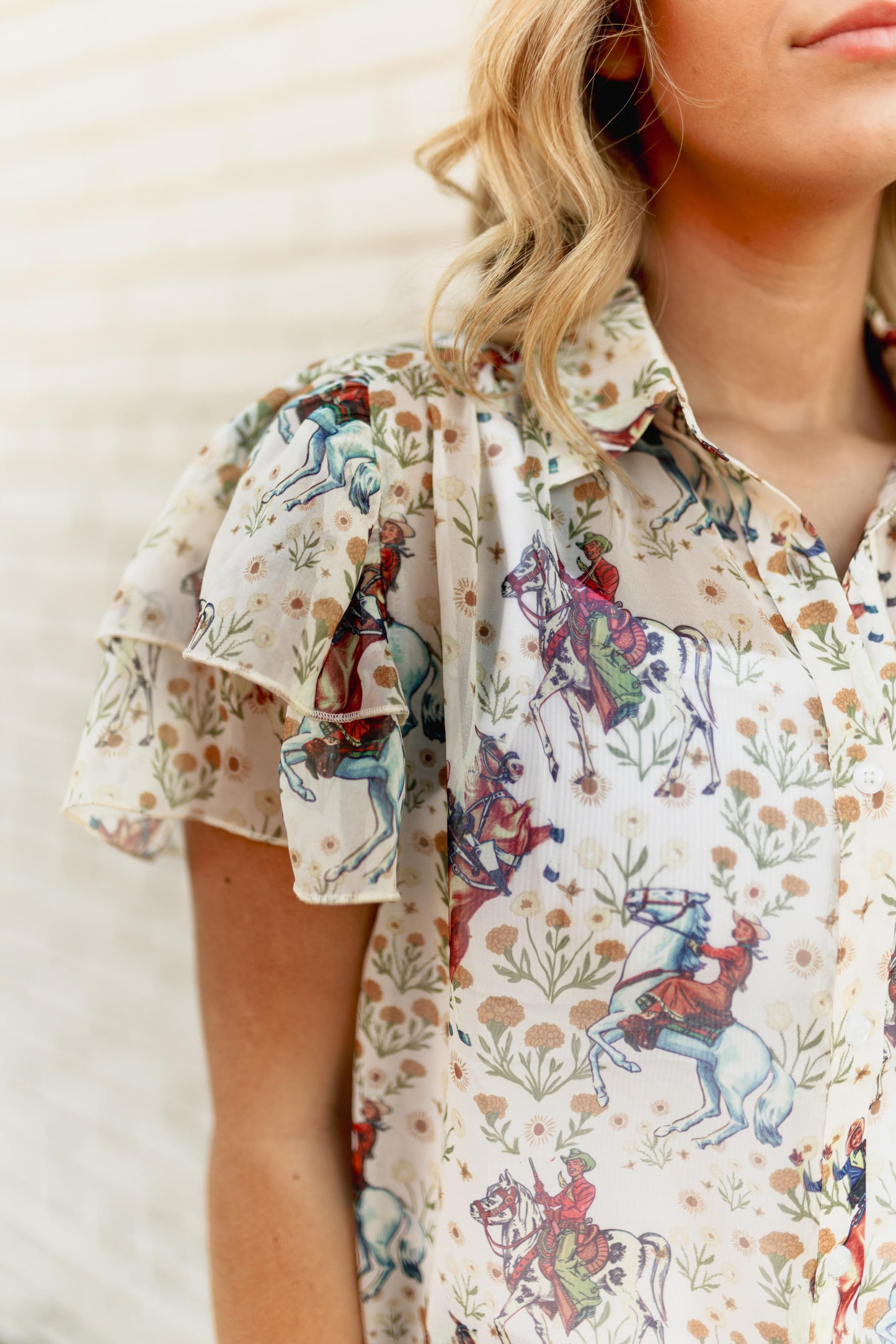 TH198 IVORY COWBOY DOUBLE FLUTTER BLOUSE (7 Piece)