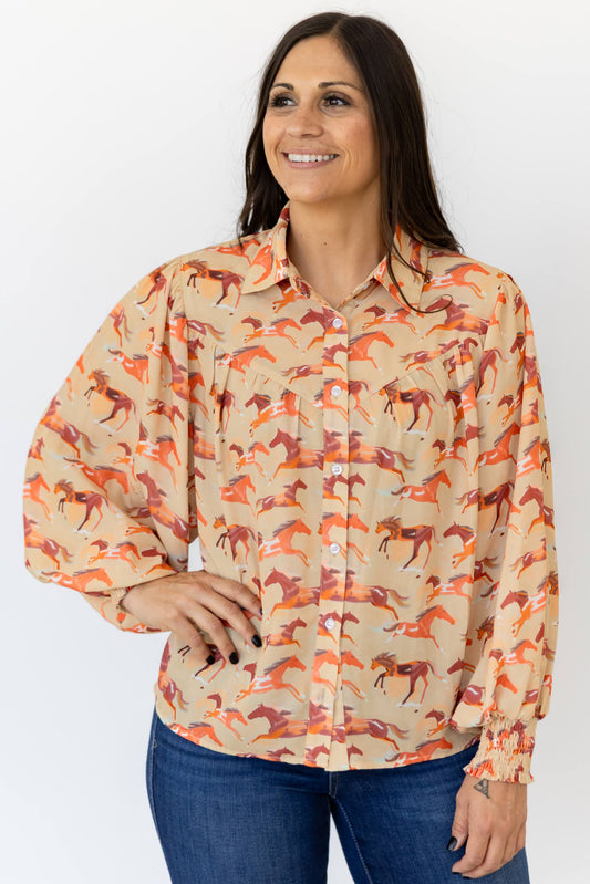 TH24 S161 RUST PONY YOKE BLOUSE (1 Piece)