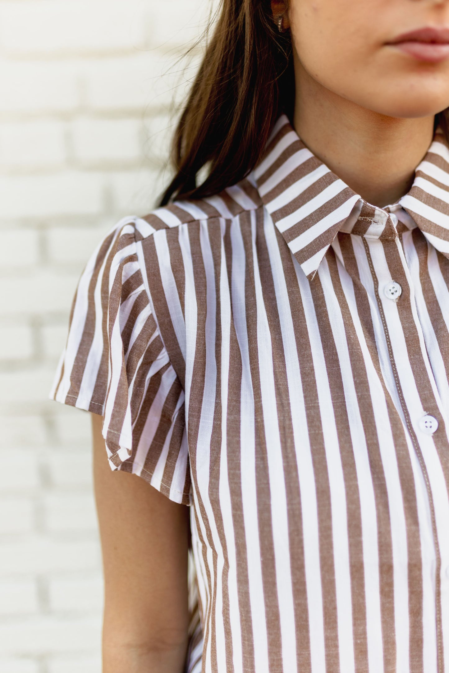 TH199 TAN STRIPE SLEEVE BLOUSE (7 Piece)
