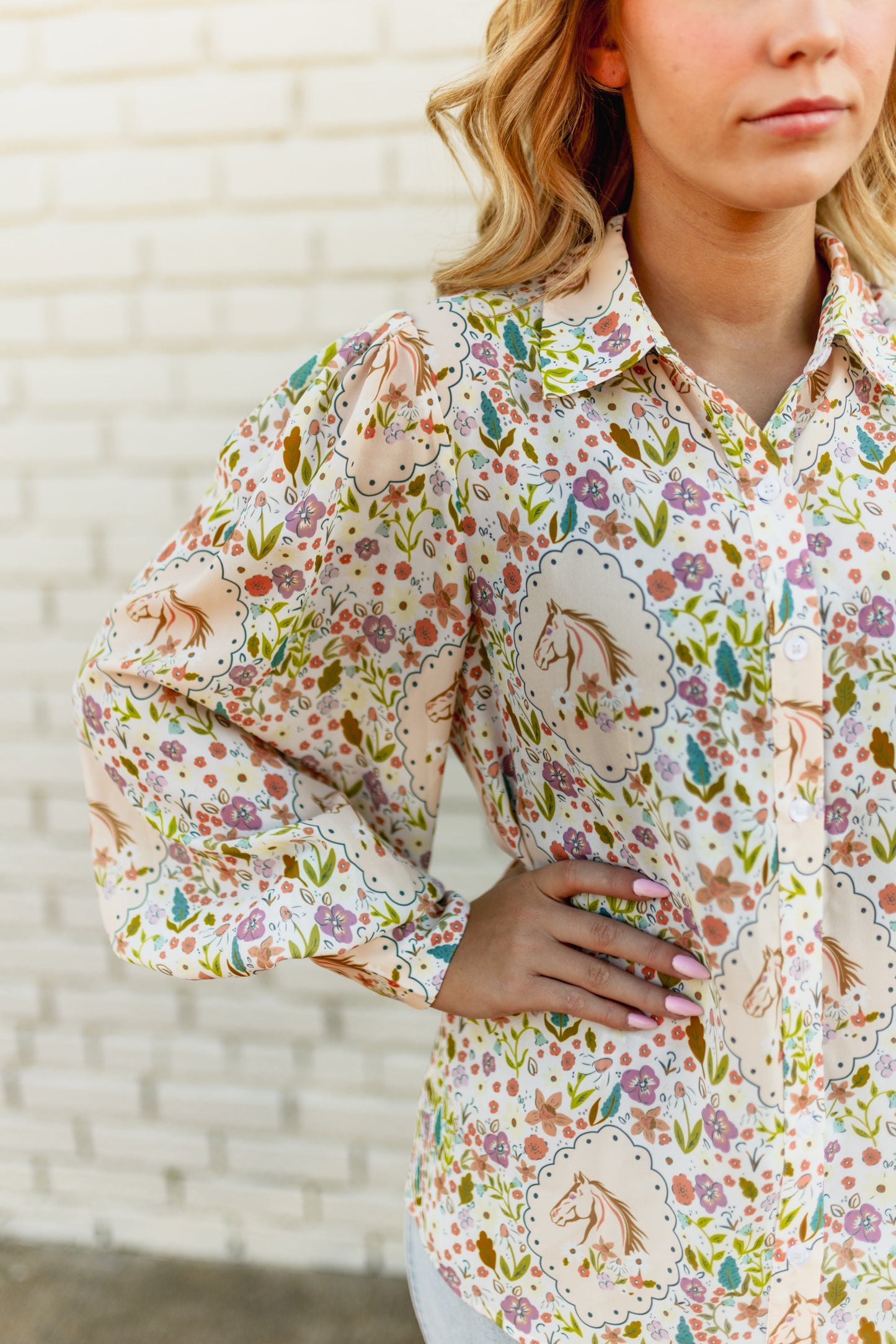 TH11 HORSE FLORAL BLOUSE (7 Pieces)