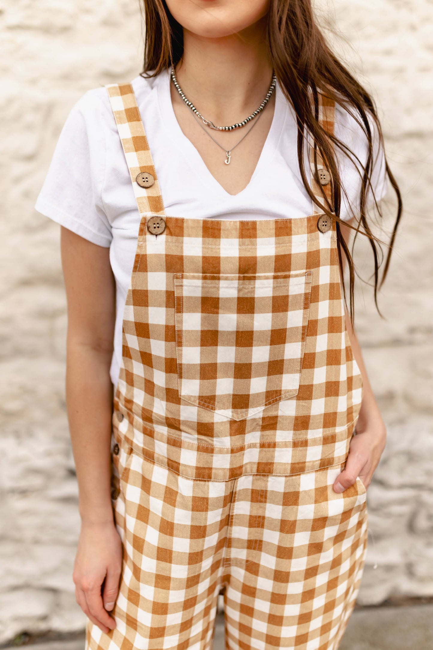 TH4200 BROWN GINGHAM OVERALLS (7 Piece)