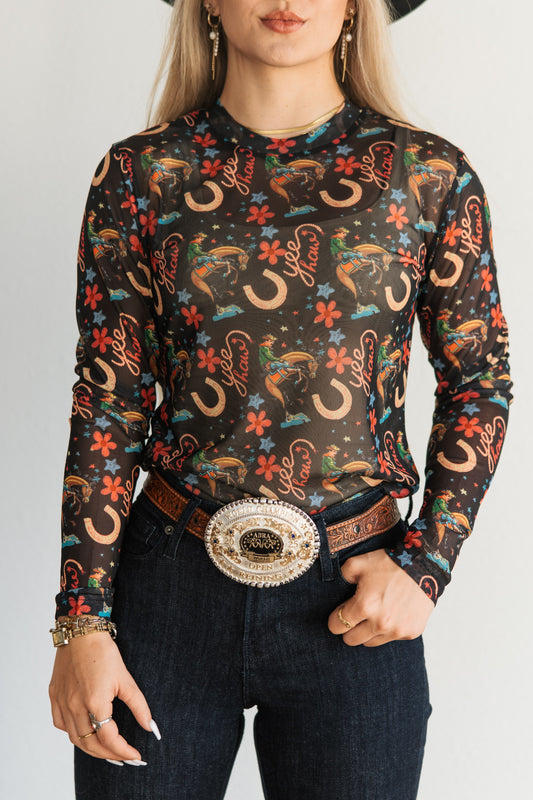 TH1221 BLACK YEEHAW MESH TOP(7 Piece)