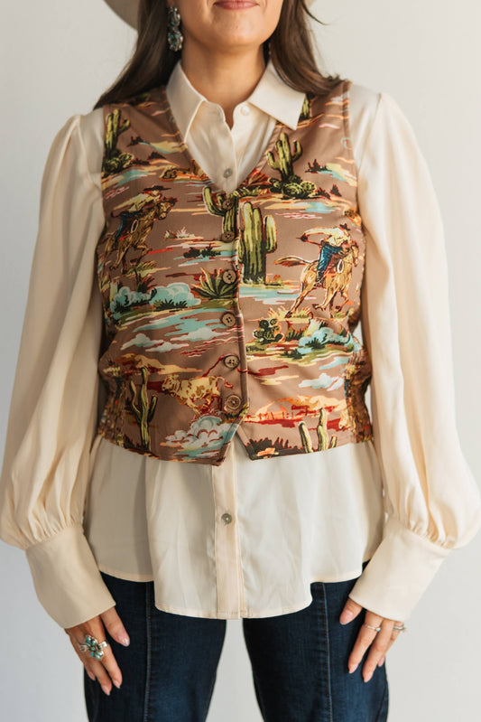 TH160 S227 TAUPE COWBOY VEST (1 Piece)