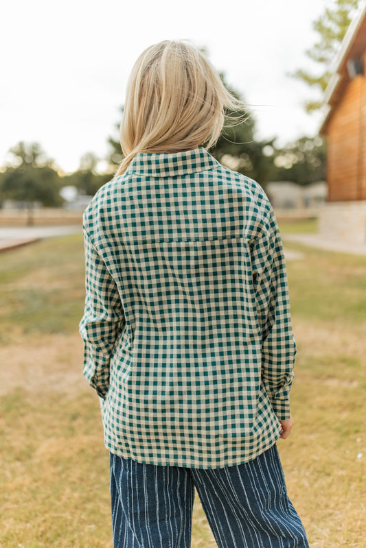 TH38 GREEN GINGHAM PLAID BUTTON DOWN (7 Piece)