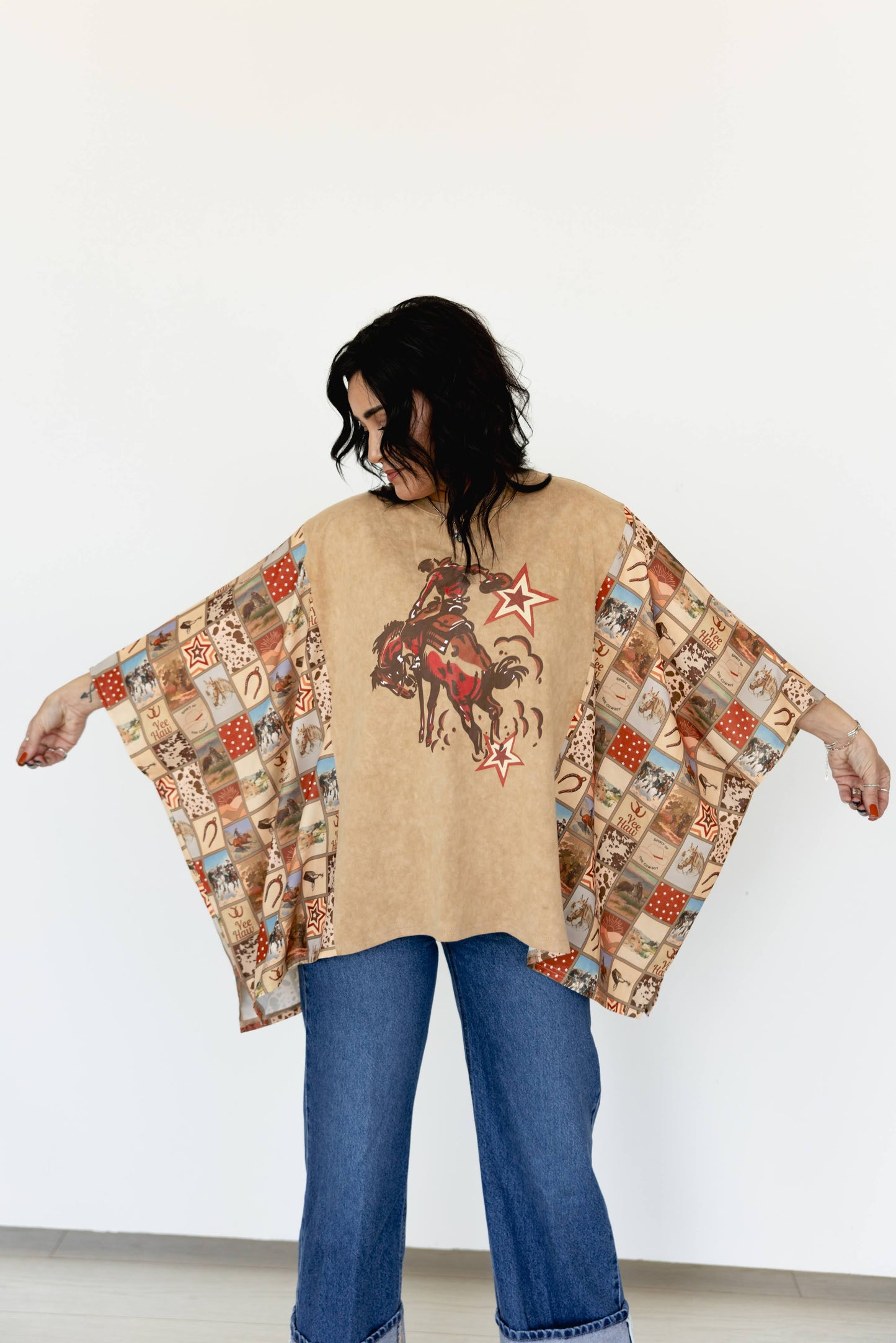 VR108 PONCHO- STAR COWBOY (ONE SIZE)
