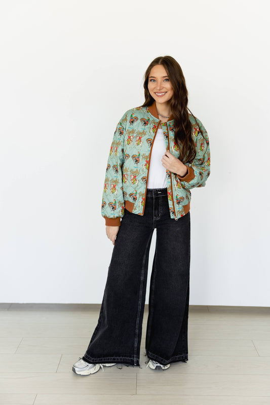 TH2412 S264 TEAL HOWDY BOMBER JACKET (1 PIECE)