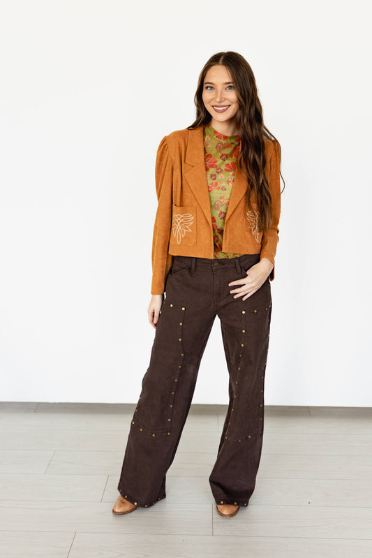 TH1205 BROWN CORDUROY STITCH BLAZER (7 Piece)