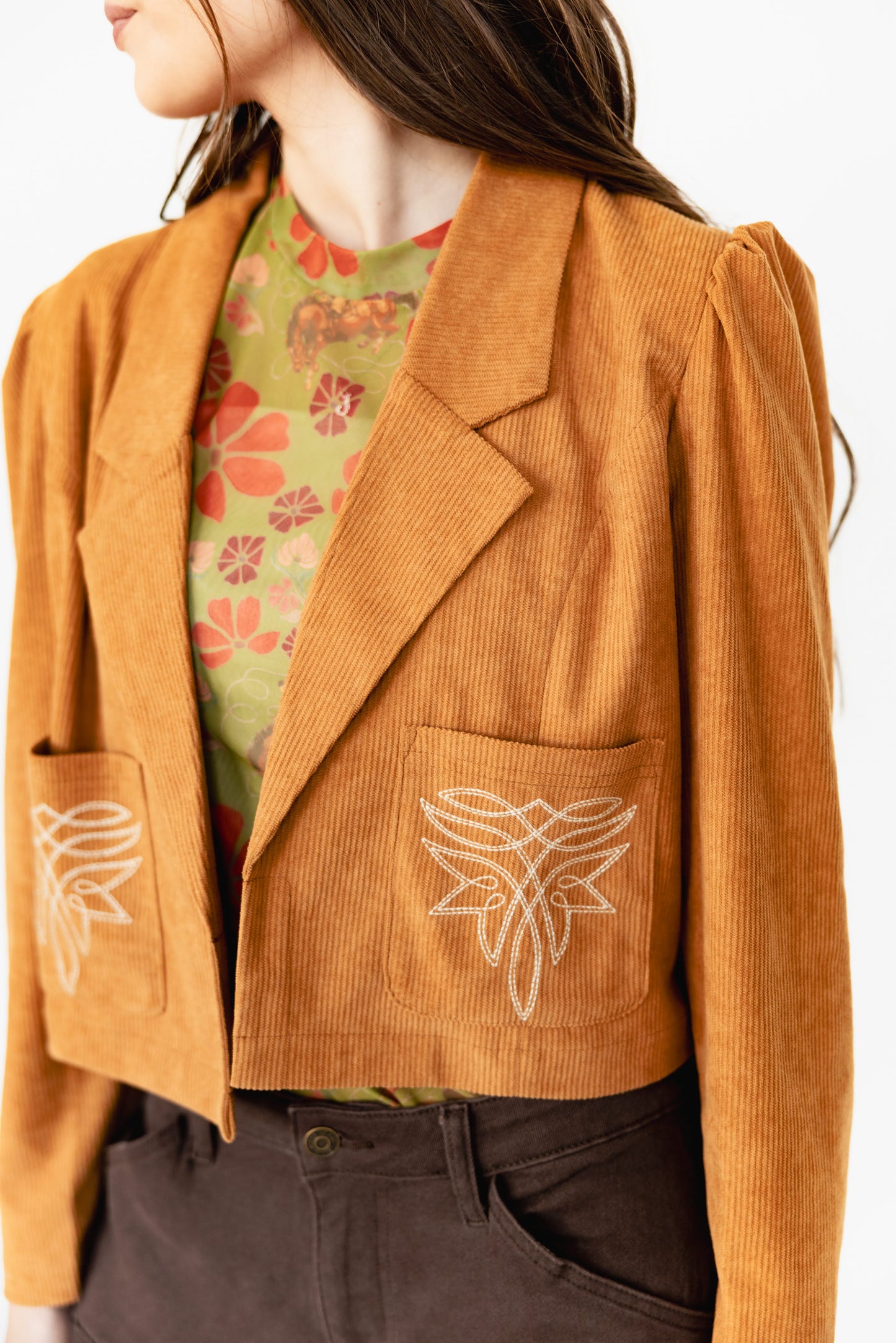 TH1205 BROWN CORDUROY STITCH BLAZER (7 Piece)