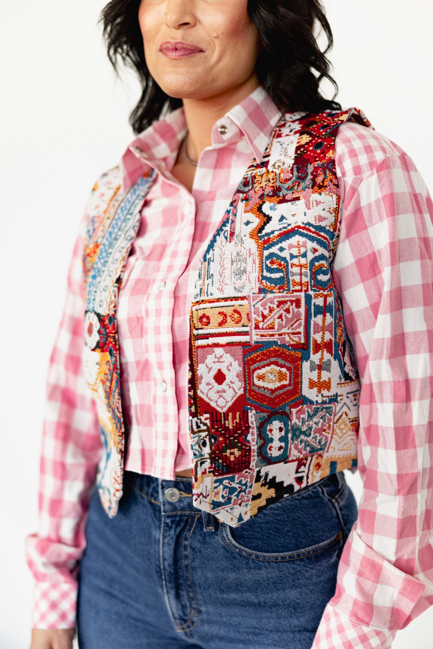 TH9810 27F AZTEC BLUE WEAVED VEST (7 Piece)