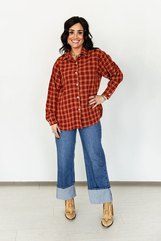 TH38 RUST PLAID PLAID BUTTON DOWN (7 Piece)