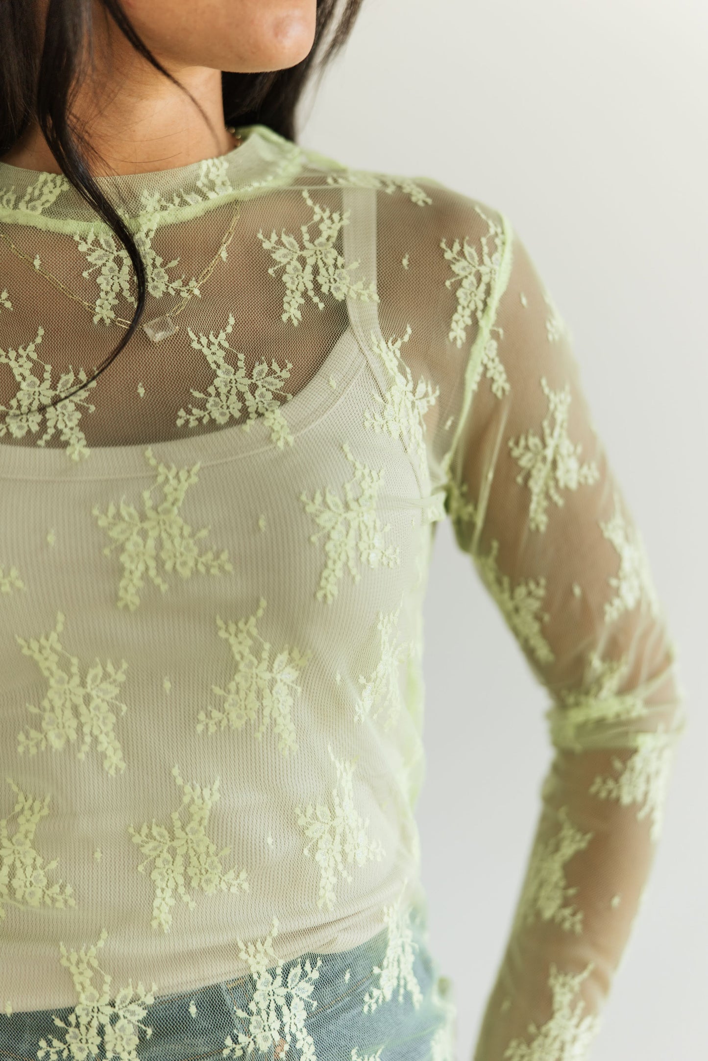 TH1221 S214 LACE TOPS Lime Green (1 Piece)