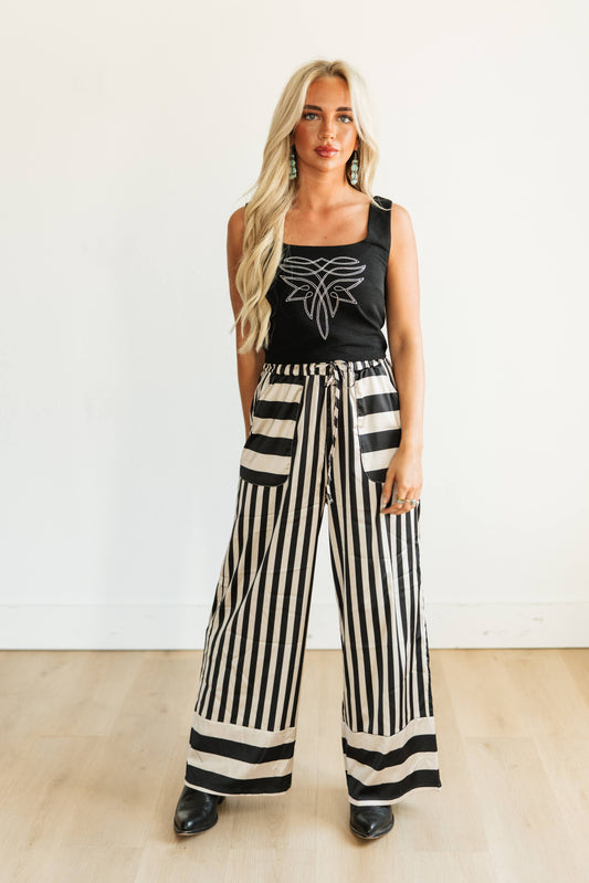 TH2109 BLACK /TAN SATIN STRIPE PANT(7 Pieces)