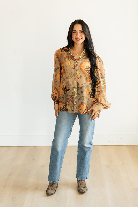 TH11 BROWN PAISLEY BLOUSE (7 Piece)