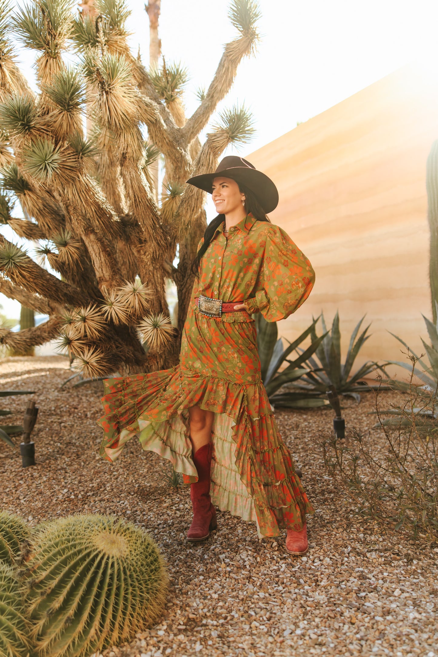 TH1400 OLIVE RETRO COWBOY MESH SKIRT (7 Piece)