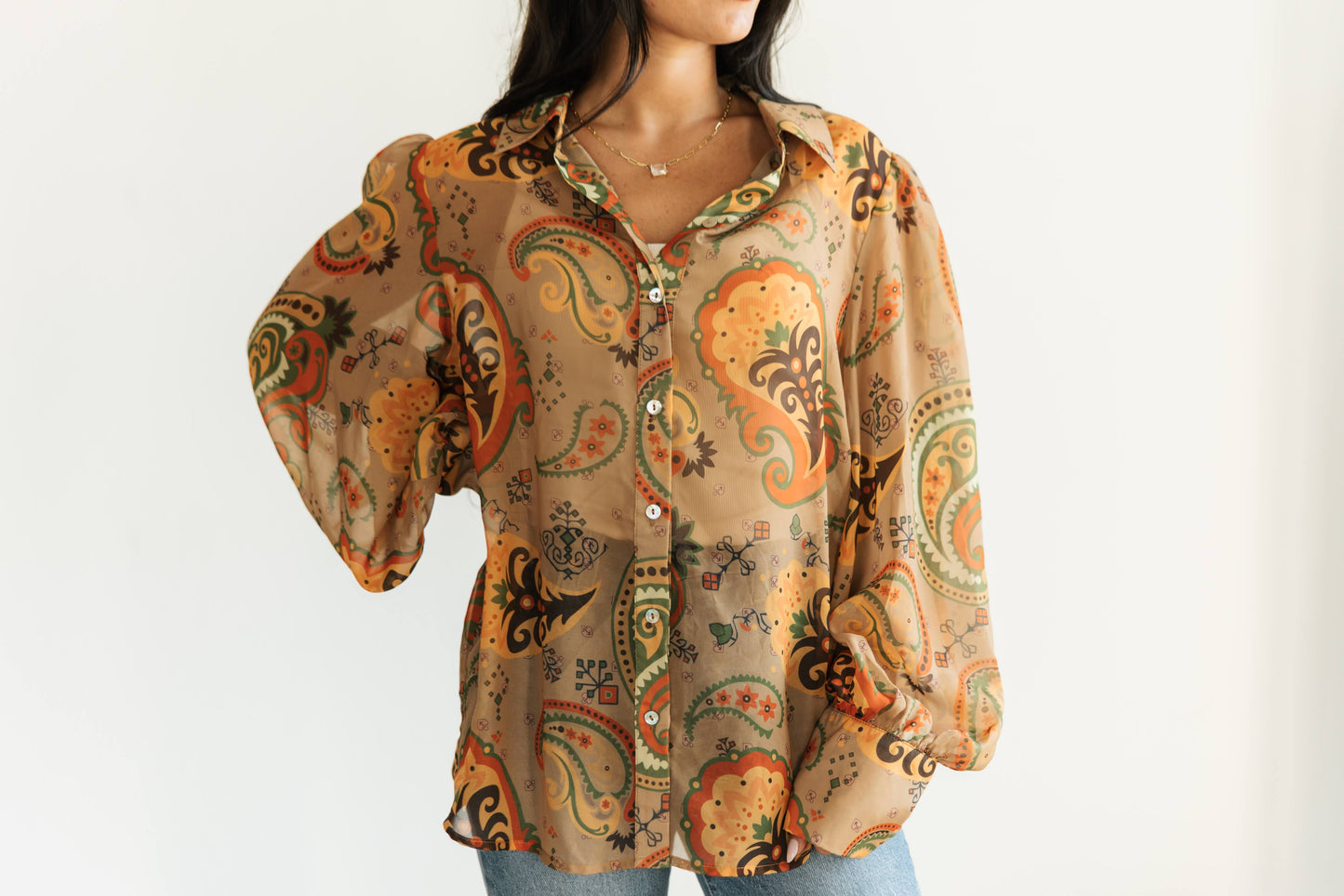 TH11 BROWN PAISLEY BLOUSE (7 Piece)