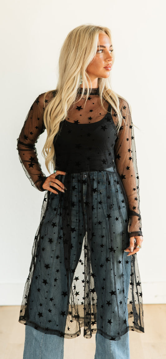 TH43 25F BLACK STAR OVERLAY DRESS (7 Piece)