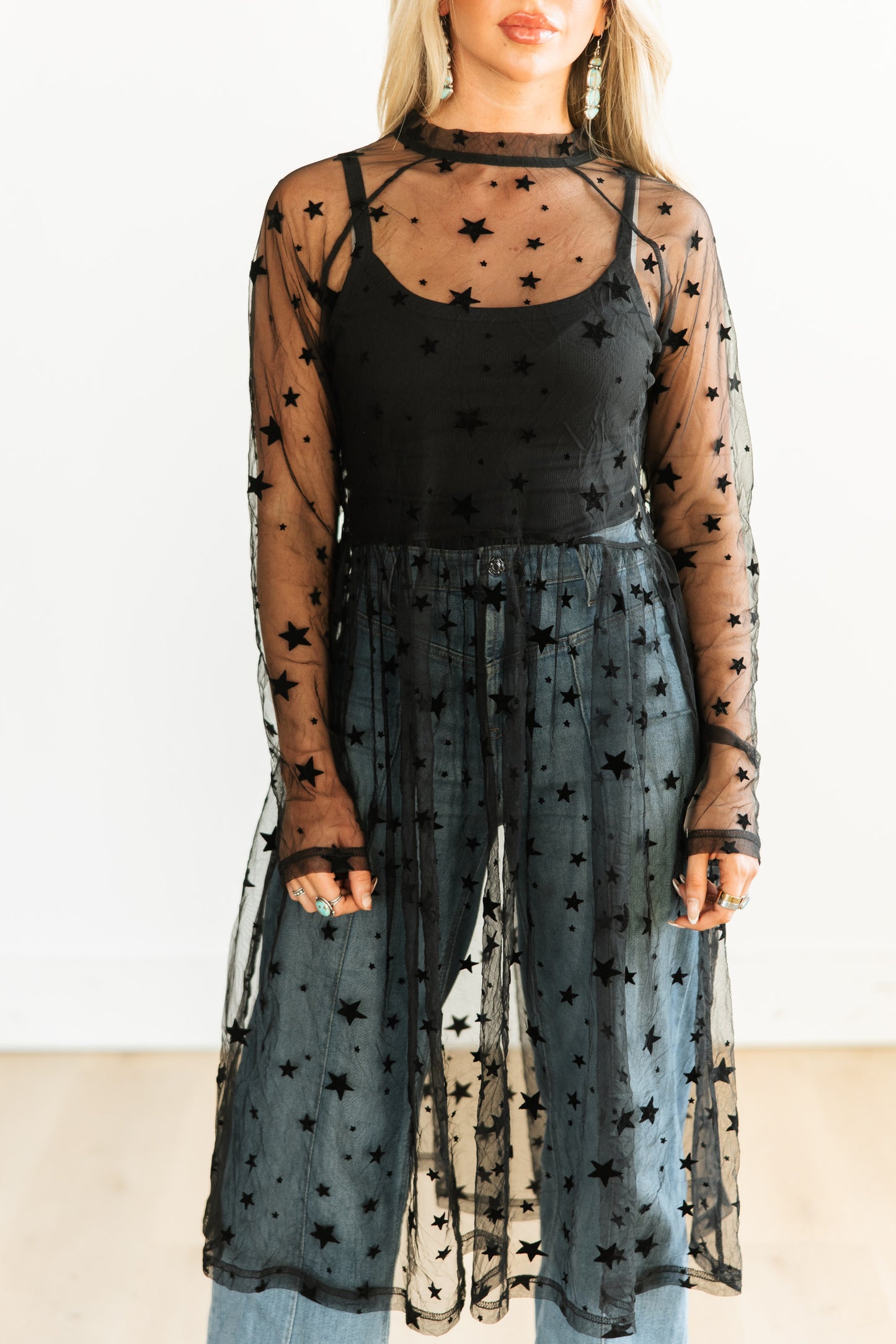 TH43 25F BLACK STAR OVERLAY DRESS (7 Piece)