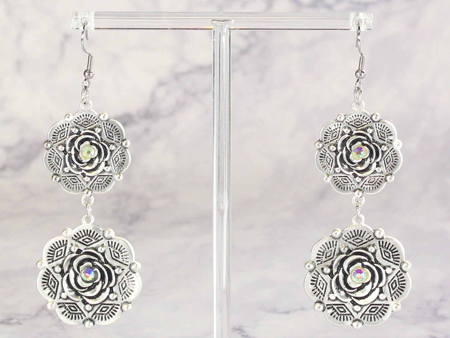 2274 R1-32 Western Floral Drop Earrings