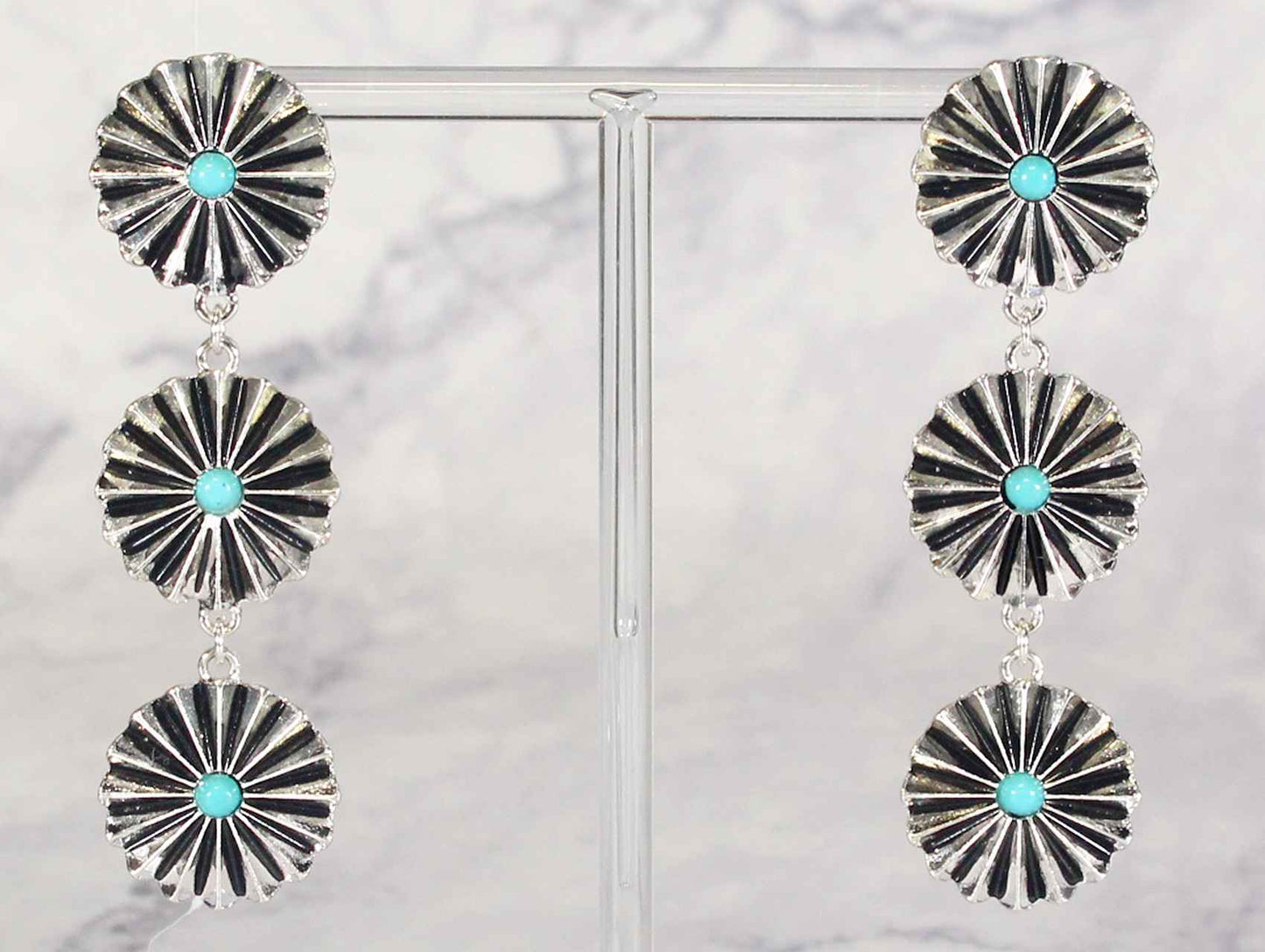 2374 TURQ H159 TWISTED TEXTURED TEARDROP EARRINGS