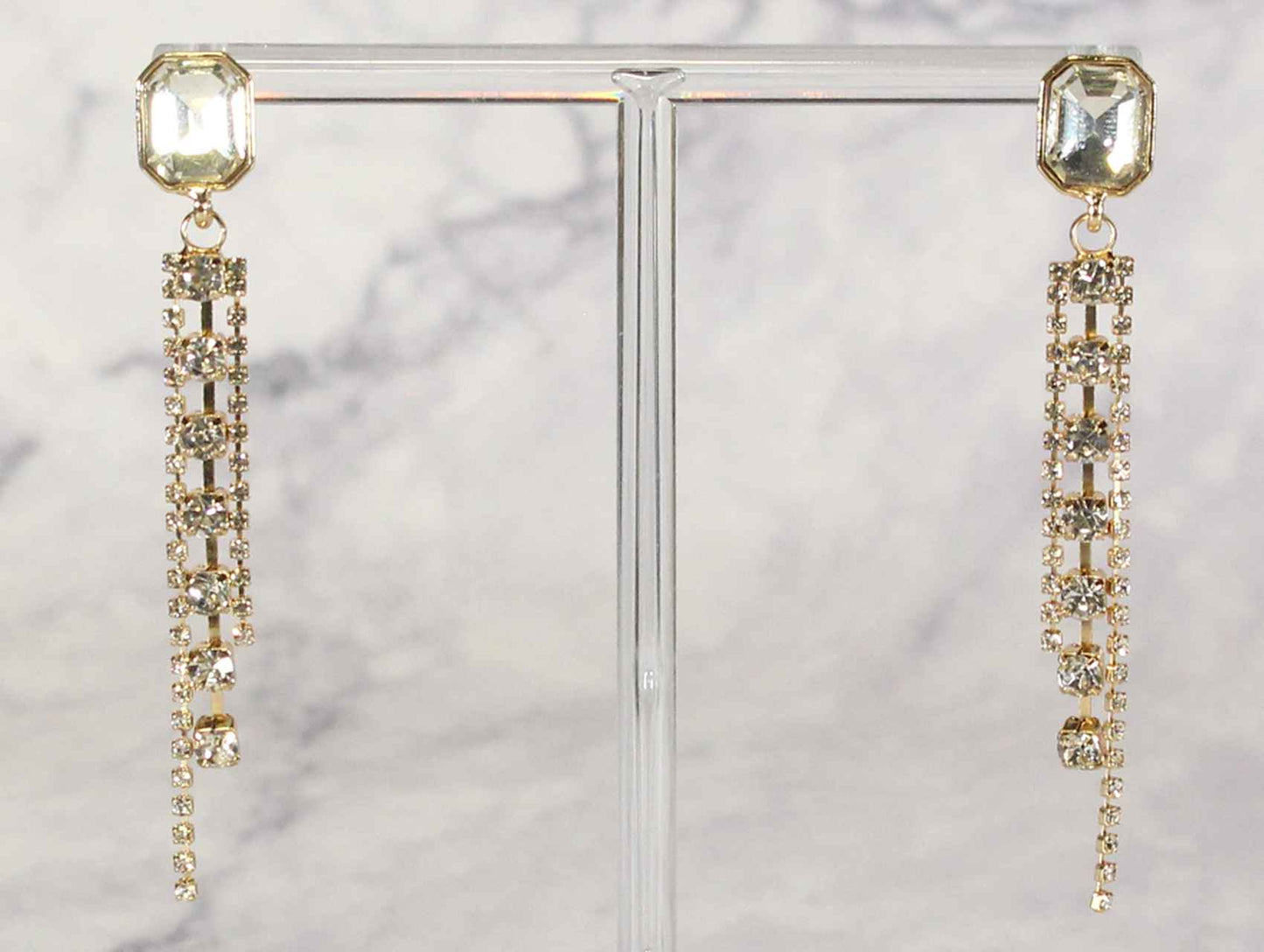 2394 GOLD H157 RECTANGLE SHAPE DANGLE EARRINGS