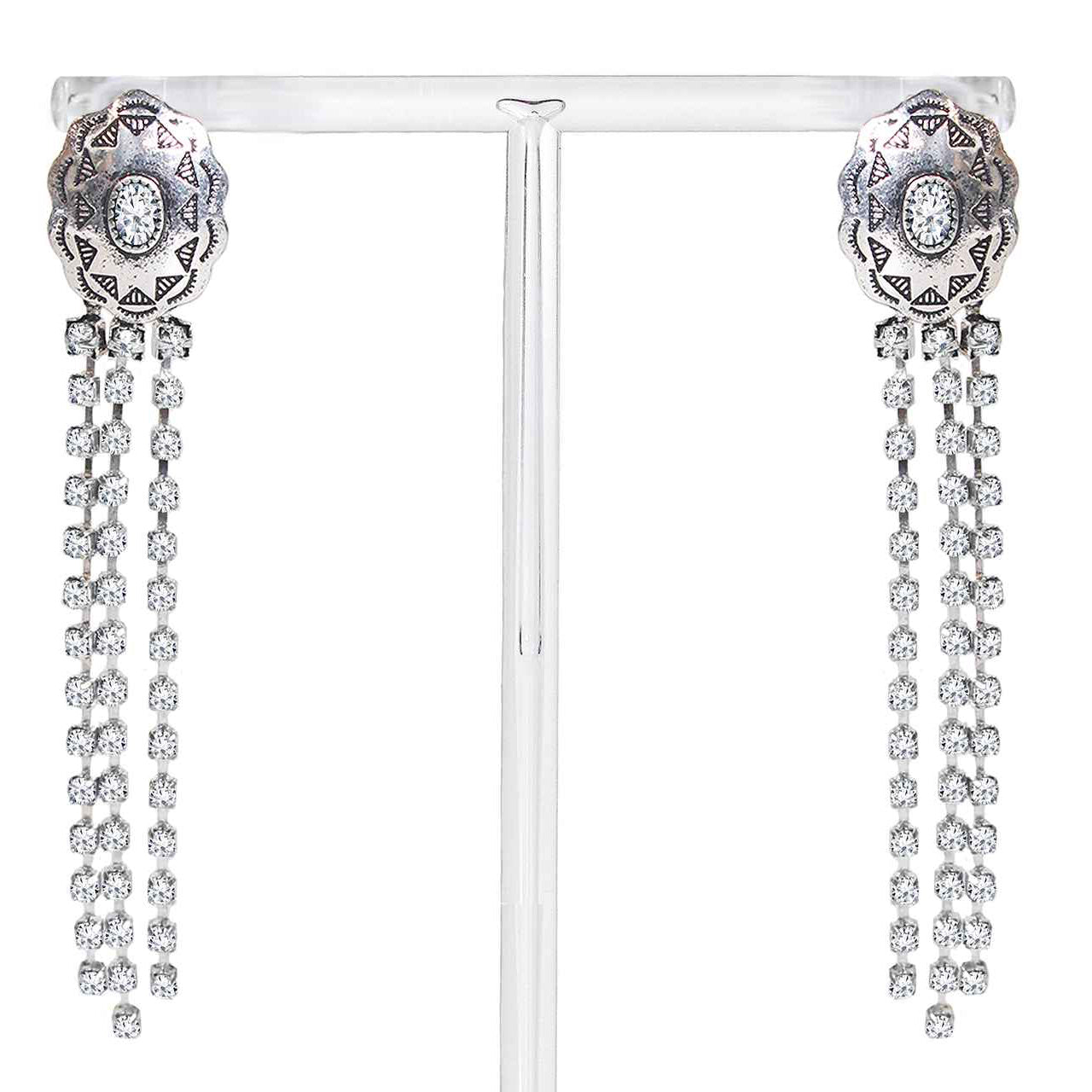 2479 R1-171 CONCHO RHINESTONE DROP EARRINGS