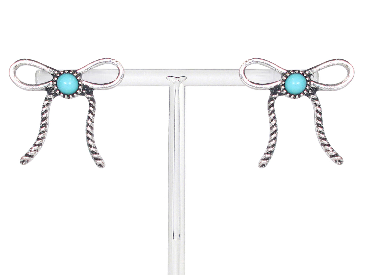 2534 R1-4 Turquoise Rope Bow Earrings