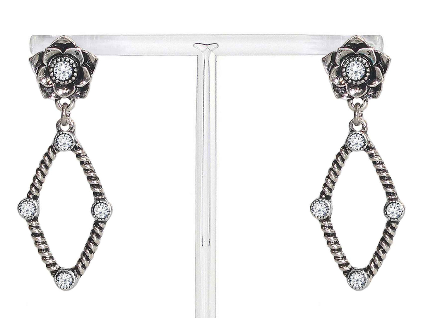 2684 R1-192 FLOWER TEXTURED DANGLE EARRINGS